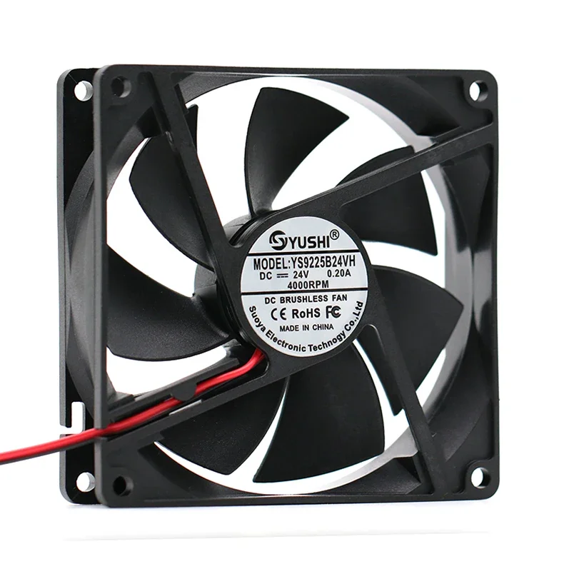 تيار مستمر 24 فولت كرة مزدوجة 92 × 92 × 25 مم 90 مم مروحة تبريد الخادم