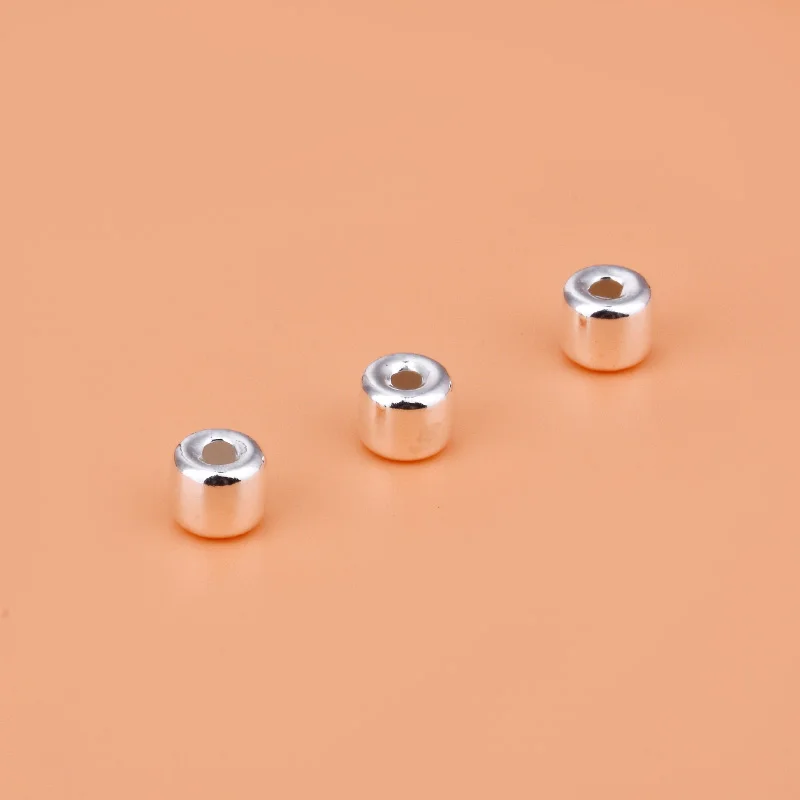 5PCS 925 sterling silver bead cylindrical bead gasket handmade DIY materials to make bracelet necklace jewelry accessories