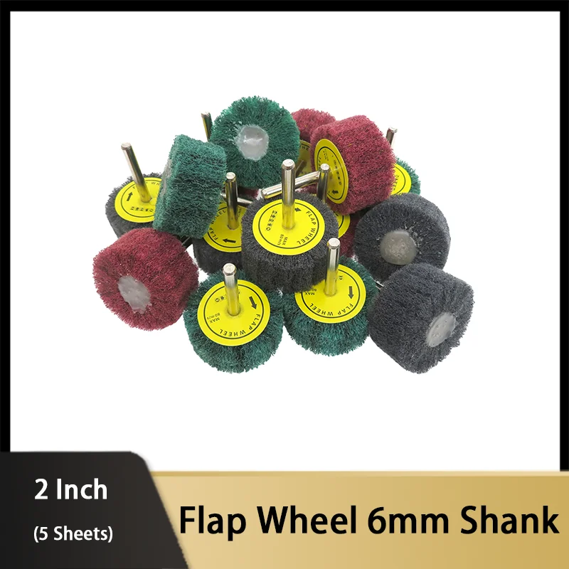 5 Pcs 2 Inch Abrasive Flap Wheel Scouring Pad with 1/4