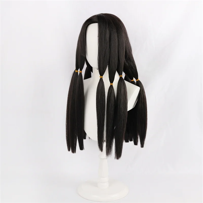 Parrucca Cosplay Anime GACHIAKUTA Jabba per Adulti, Capelli Neri Lunghi Lisci con Treccia, per Uomo, Uso Quotidiano, Feste di Halloween, Giochi di Ruolo