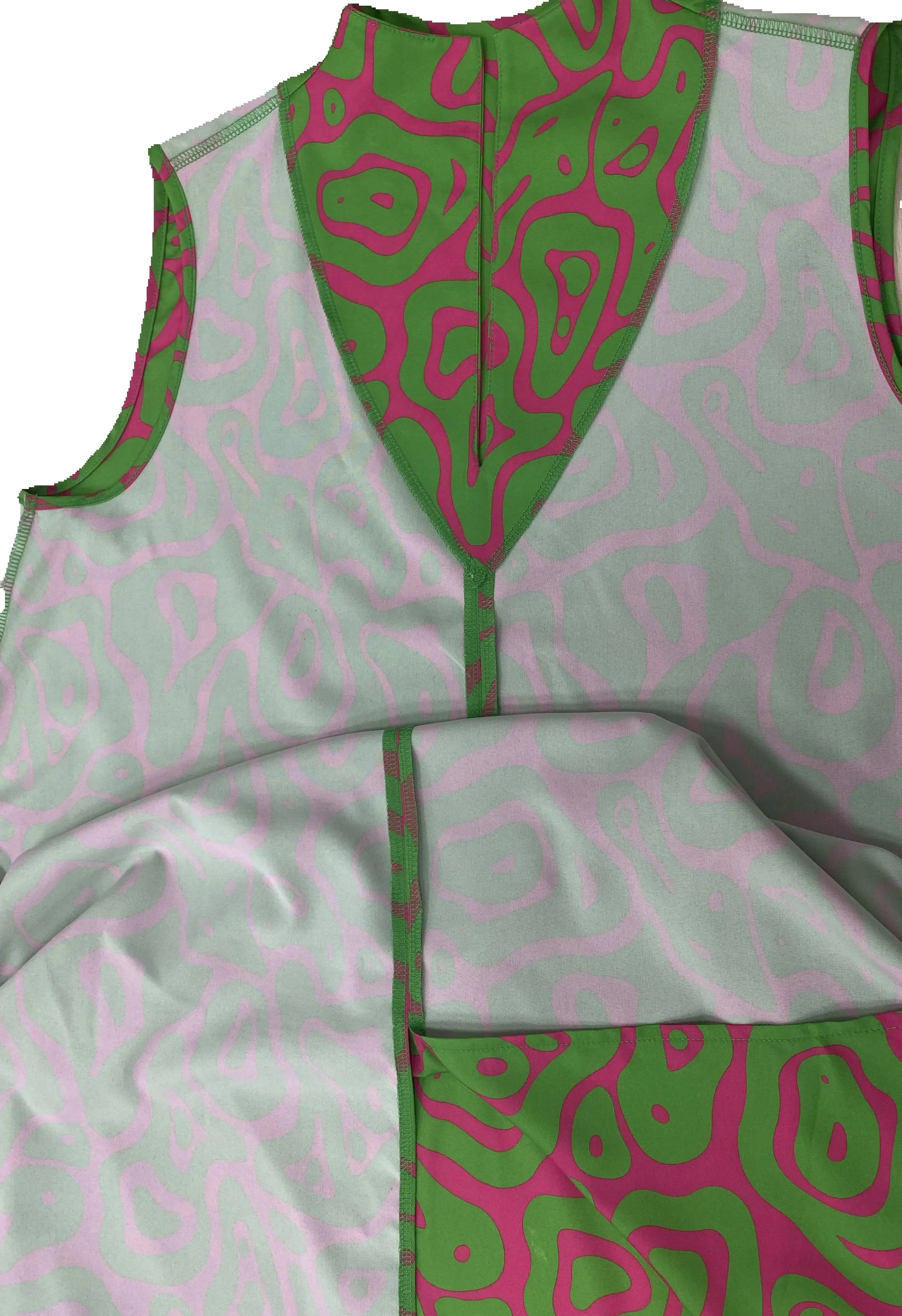 Green casual V-neck sleeveless dress with relaxed fit, ideal for effortless summer styling