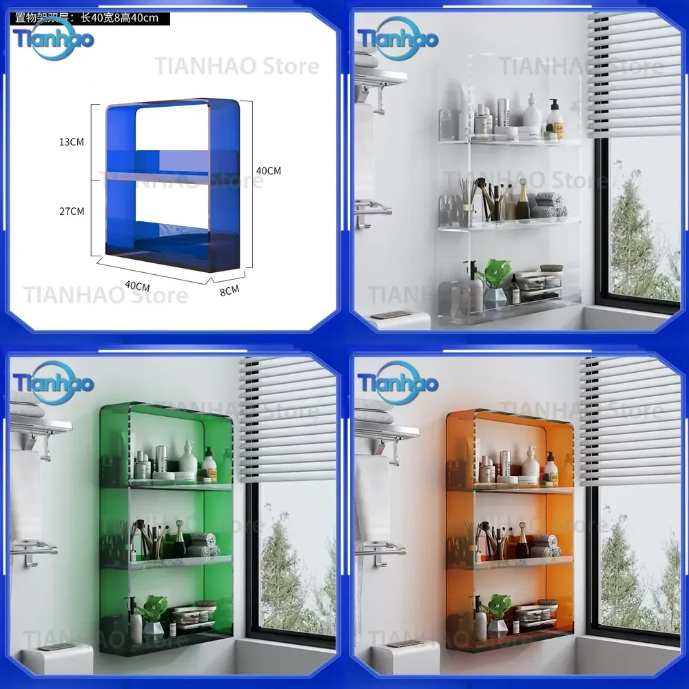 Wall-Mounted Bathroom Shelf for Waterproof Acrylic Cosmetic Organizer Luxury Multi-Tier Vanity Rack Space Saving Shower
