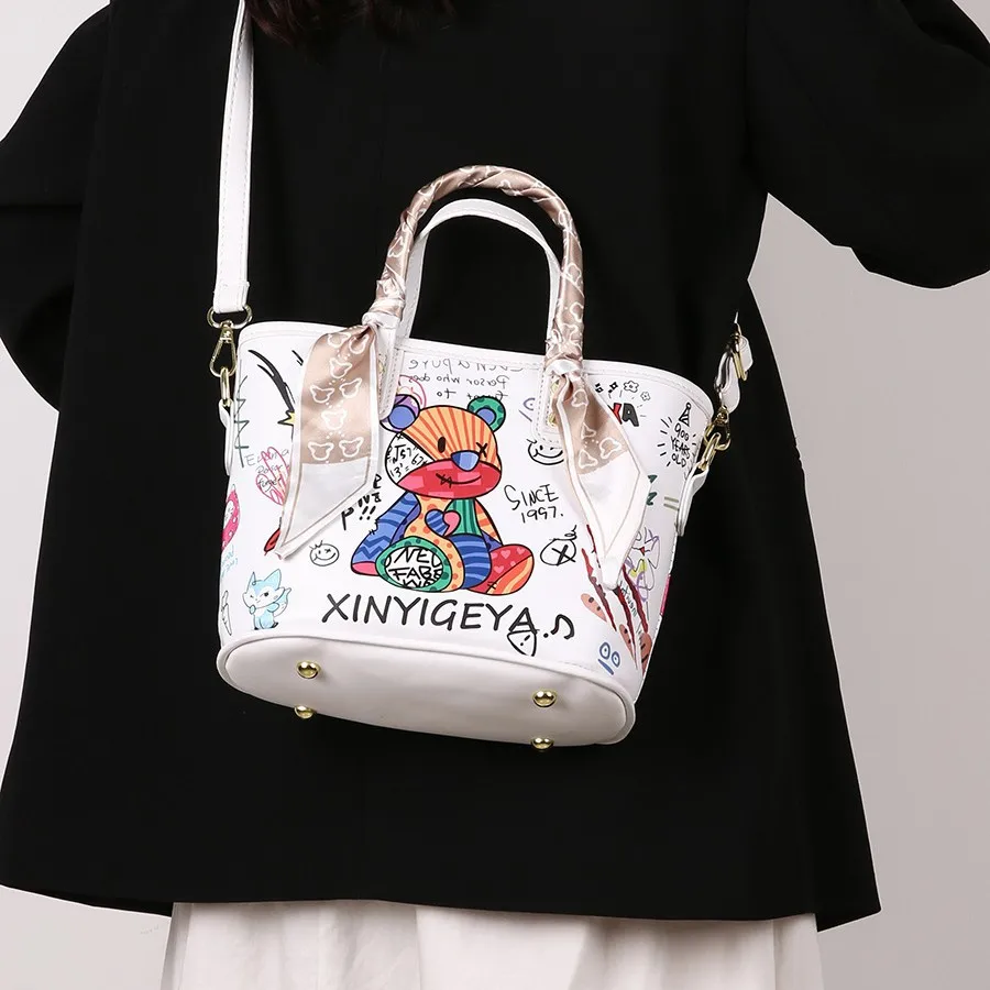 

Новинка 2023 года — большая сумка через плечо/кошелек большой емкости со стильным принтом, сумка-ведро для женщин, легкая и прочная