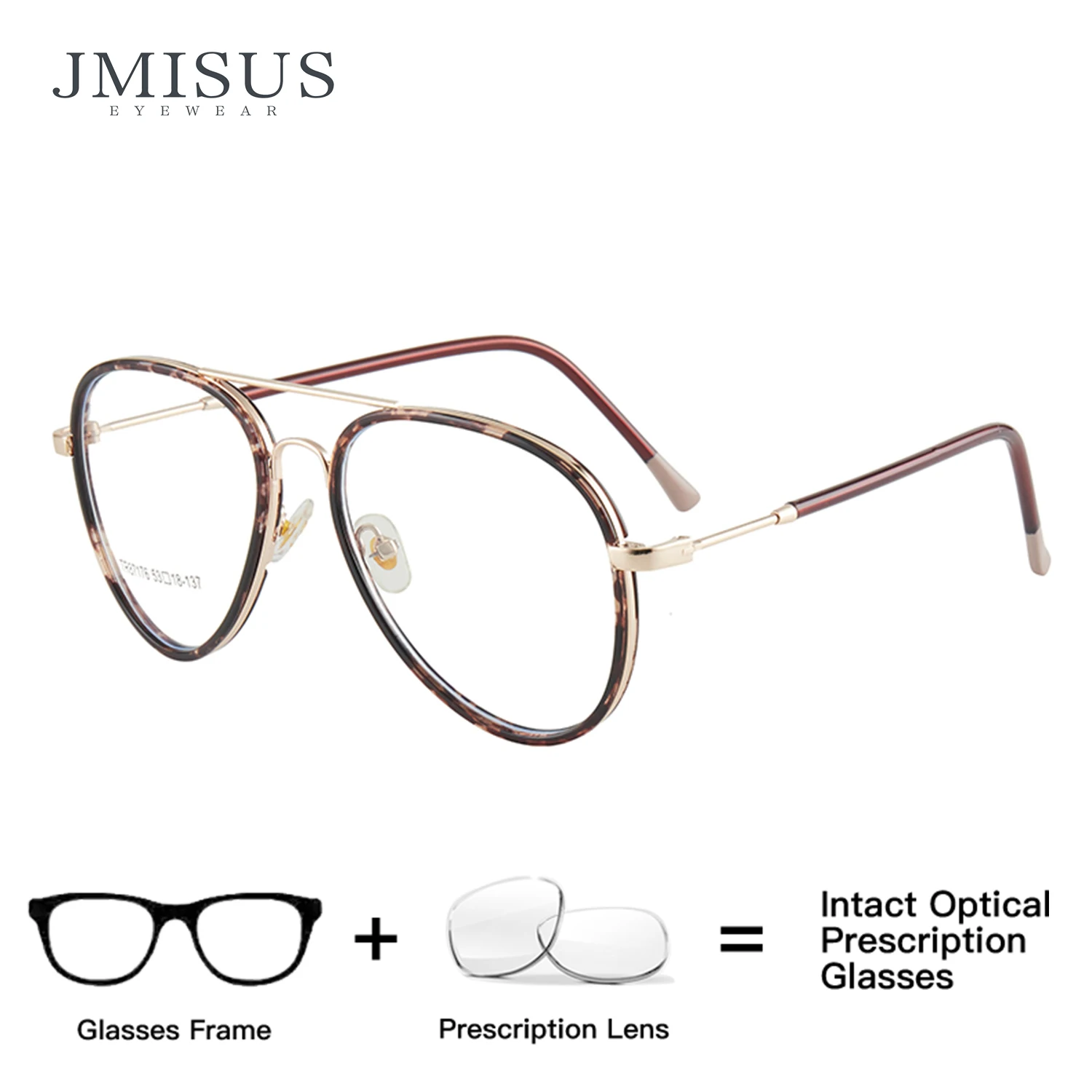 

JMISUS High-quality Aviator Prescription Glasses Metal Pilot Optical Eyeglasses for Women Men Anti Blue Light