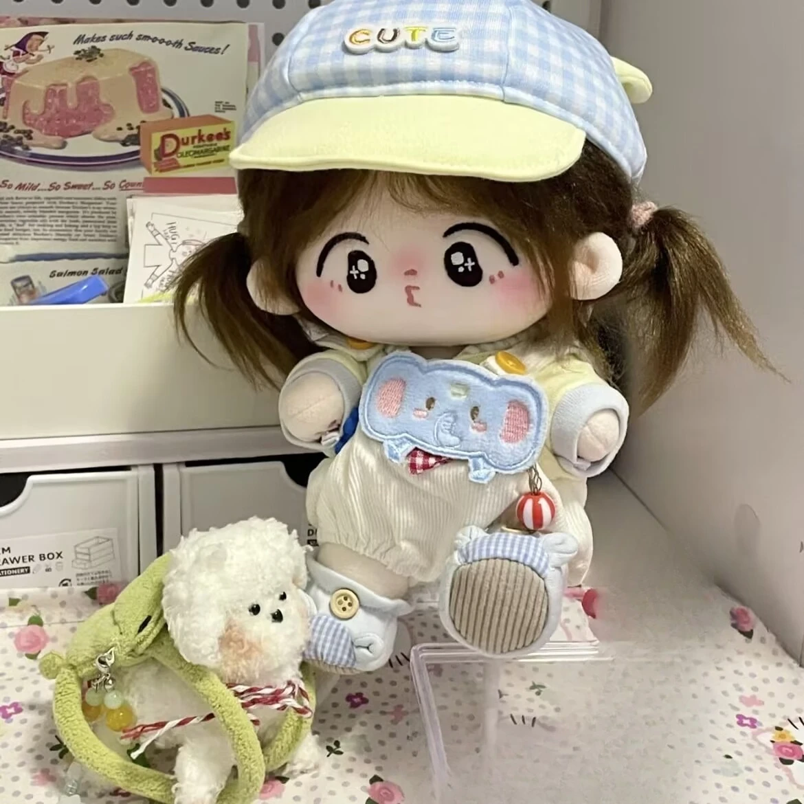 Ubranka dla lalek 20 cm, ubranka dla lalek w kształcie słonia, akcesoria dla lalek bawełnianych 20 cm, uroczy kreskówkowy styl, ubranka do przebierania lalek.