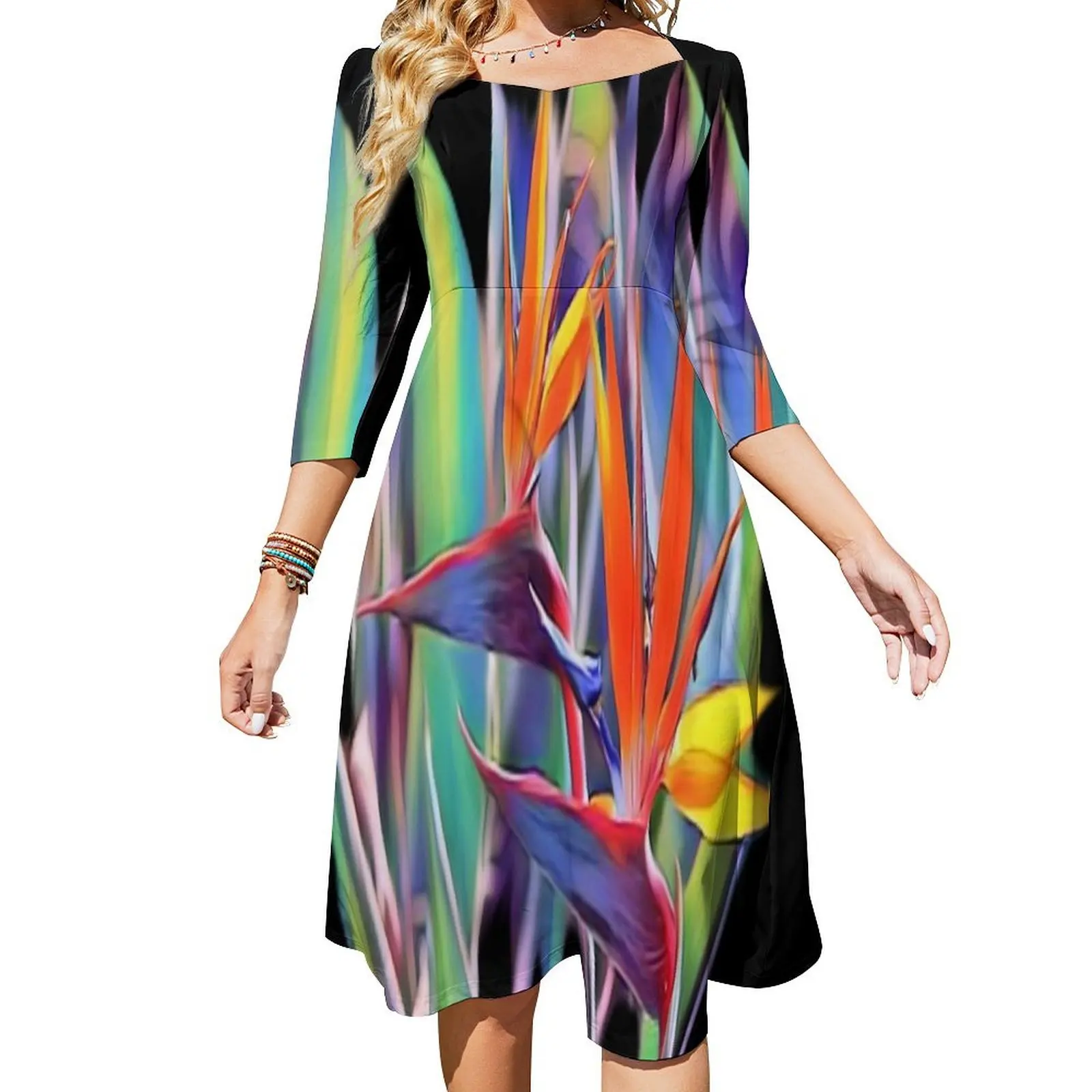 

Bold Bird of Paradise Graphic Flare Dress women's clothing summer 2024 novelties Summer women's clothing