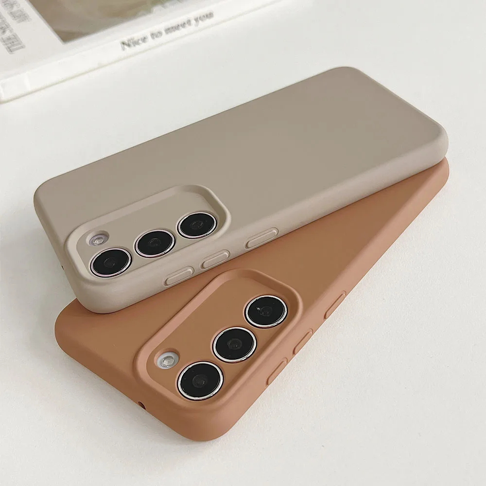 High quality Original Liquid Soft Silicone Phone Case On For Samsung Galaxy S24 S23 Plus S22 Ultra Lens Protect colorful Cover
