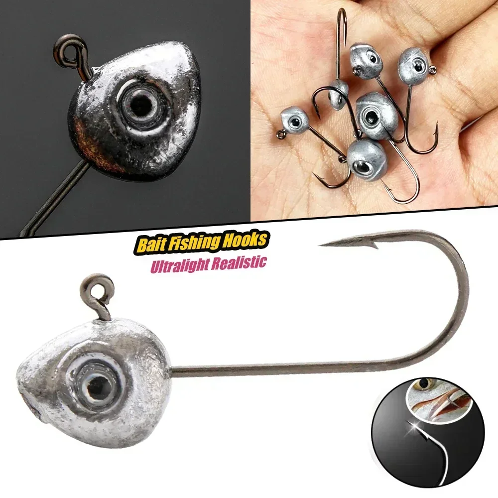 Angelhaken mit Augen, Jigkopf, Rockfish, 0,5 g, 1 g, 2 g, 3 g, 4 g, 5 g, Köder, extra große 3D-Augen, scharfes, ultraleichtes Angelwerkzeug