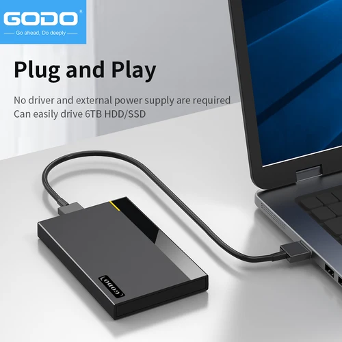 GODO 외장 하드 드라이브 인클로저, 2.5 인치 휴대용 USB 3.0-SATA HDD SSD 인클로저 드라이브 케이스, 9.5mm 7mm 공구 프리 