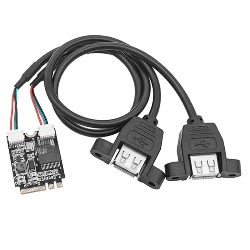 M.2 A+E Key to Dual USB 2.0 Adapter Card 480Mbps USB HUB Expansion for Laptop Notebook