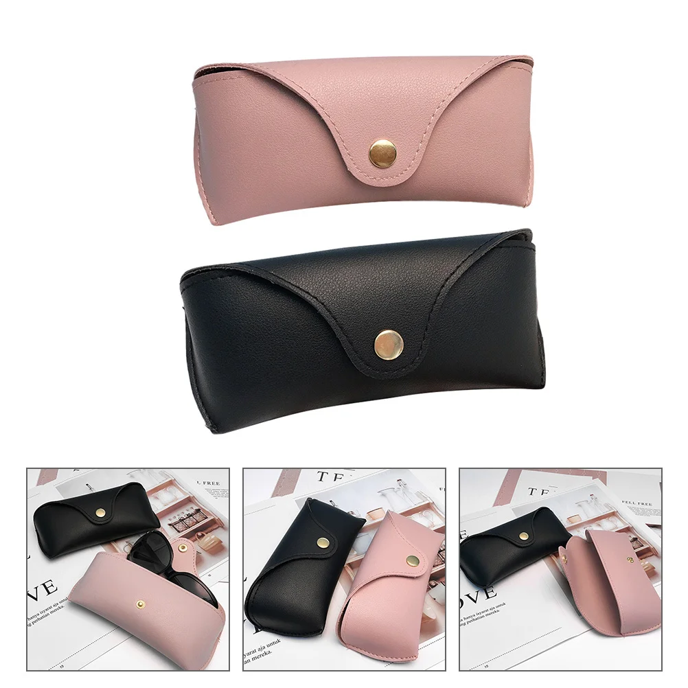 2 قطعة حافظة نظارات من البولي يوريثان سعة كبيرة حقيبة تخزين النظارات الشمسية حقيبة حامل النظارات المحمولة لمنظم النظارات باللون الأسود