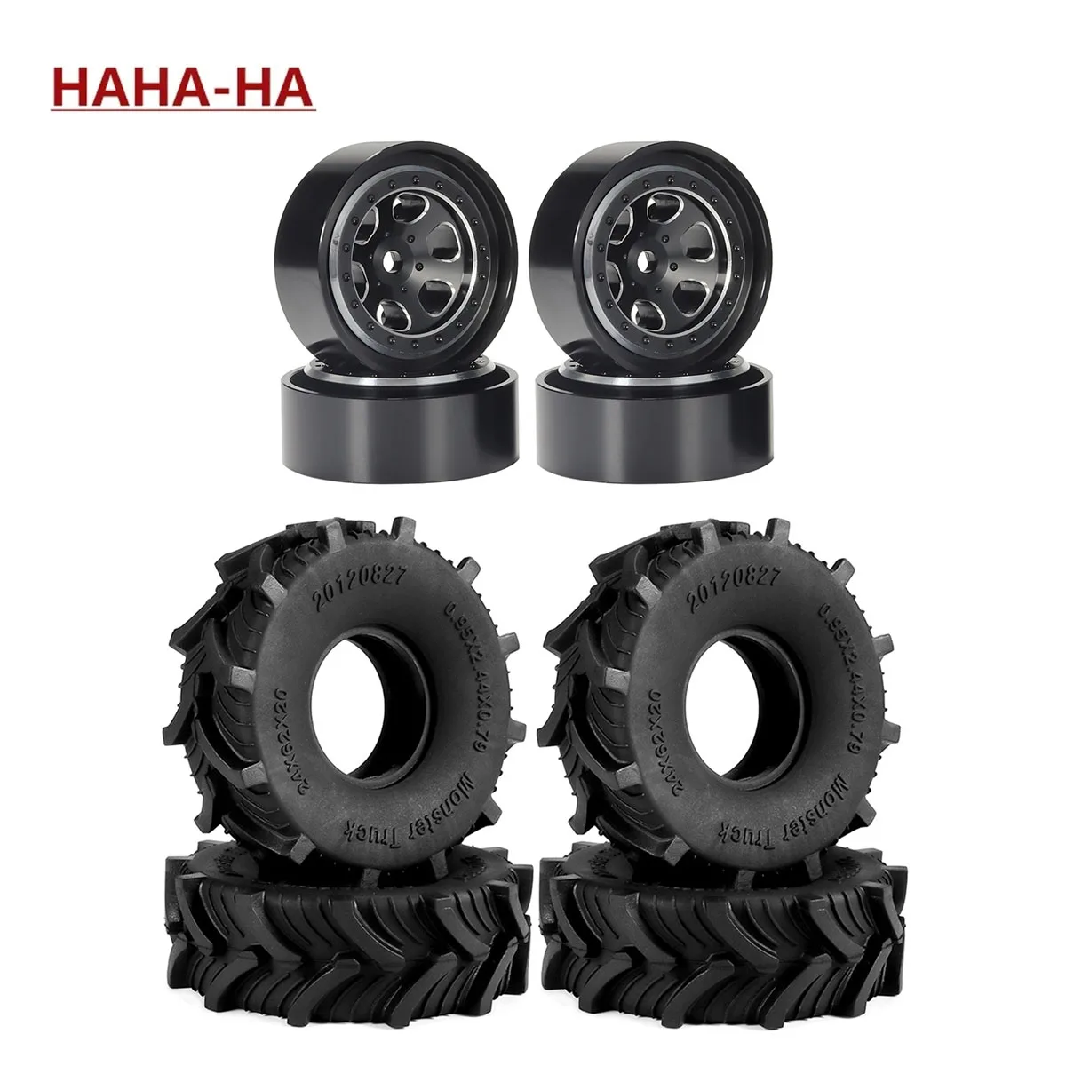 4Pcs Mud Terrain Tyres 62*20mm 1.0 Inch Rubber Tires Beadlock Wheel Rims for 1/18 RC Crawler Truck TRX4M Defender SCX24 Upgrade