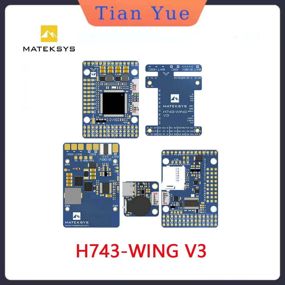 

RC FPV Airplane Fixed Wing Drones Flight Controller Matek H743-WING V3 Dual Camera STM32H743VIT6 with On-Screen Display Support