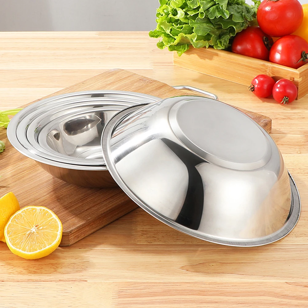 

5Pcs Thickened Stainless Steel Basins High Quality Kitchen Mixing Salad Egg Beating Soup Bowls Stainless Steel Basin