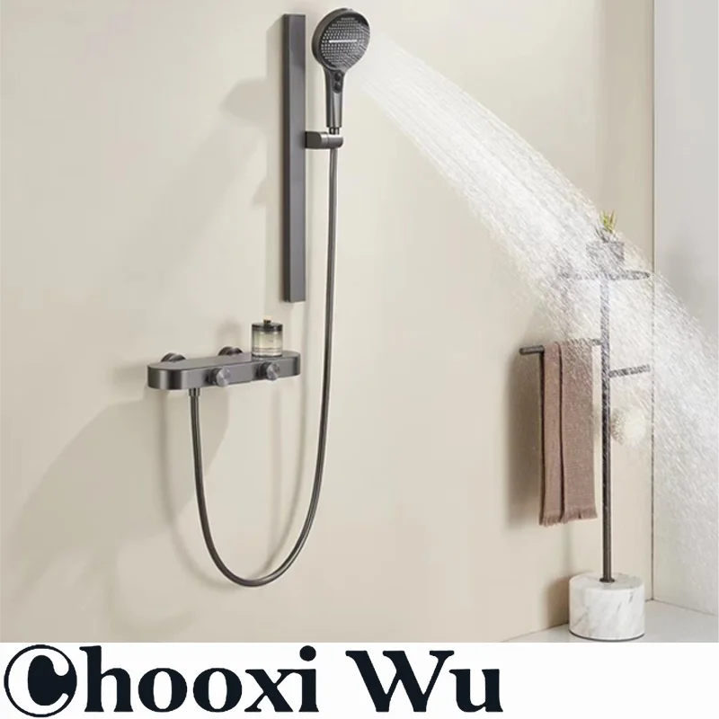 CHOOXIWU-Thermostatic Shower System Smart Digital Bathroom Shower Faucet Set Temperature Display Shower Bathroom Shower Set