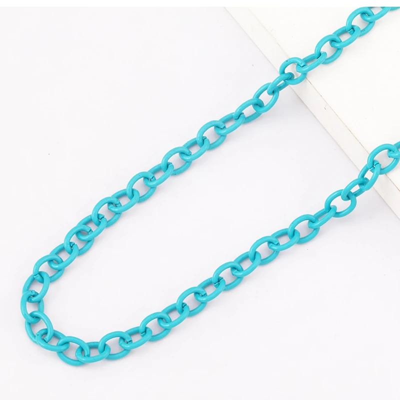 5 Meter lange, 4 mm breite, bunte ovale Edelstahlkette für klobigen Schmuck in Weiß, Rosa, Roségold, Lila, Schwarz und Gold zum Basteln. – Detail 11