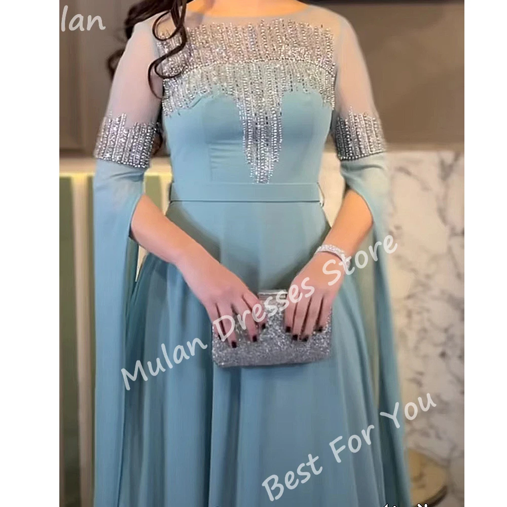 Luxury Beads Long Evening Dresses for Saudi Arabia Women Floor-Length Straight Special Events Prom Party Dress Wedding Maxi 2024