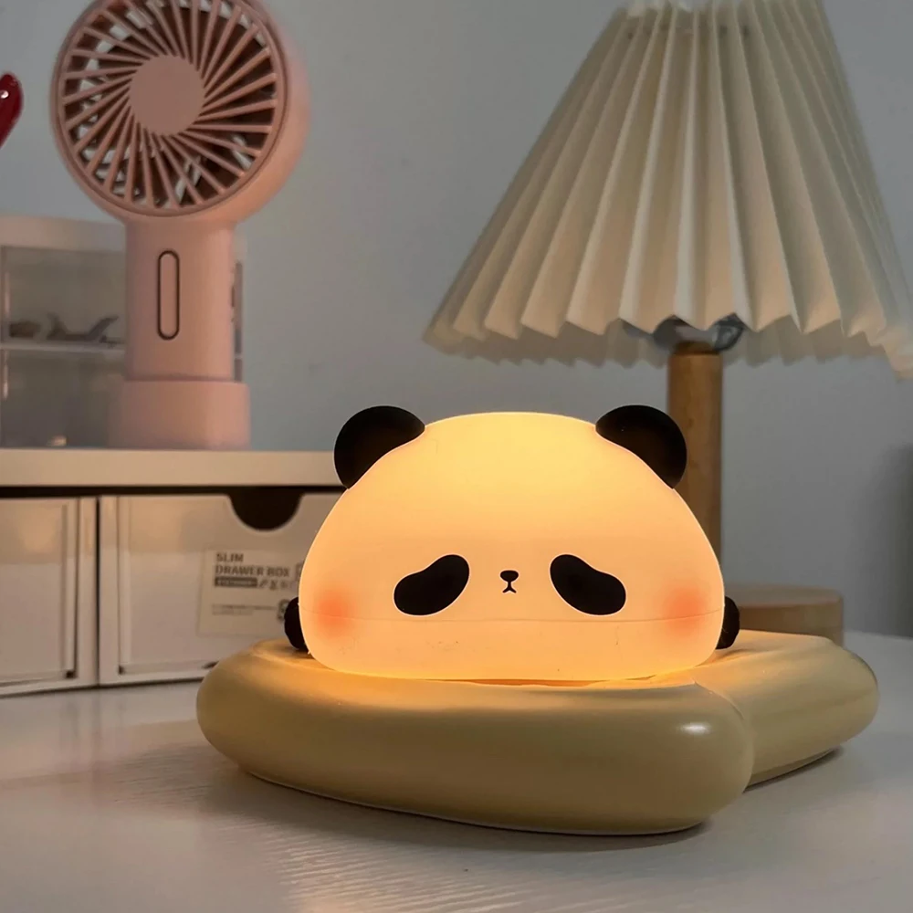 Rechargeable Touch Sensor Night Lights Cute Panda Silicone Lamp LED Dimming Lamp Bedside Decor Kids Night Light Birthday Gift