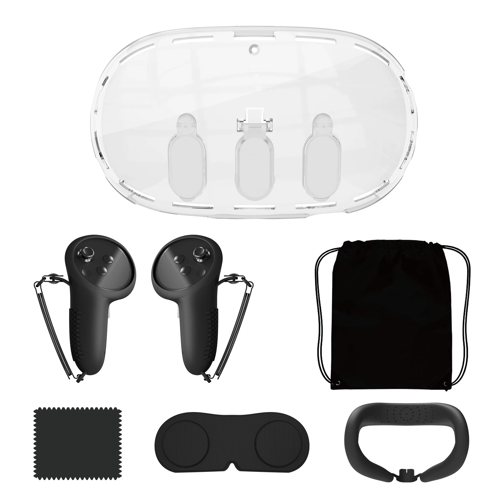 

Suitable for quest3 VR Protective KitDustproof and anti-scratch lens coverSoft and comfortableSweat-proof face shield