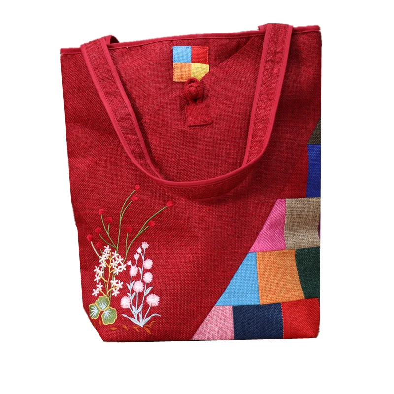 

Creative Korean Sle Floral Decorative Handbag Travel eup Bag Ethnic Minori Sle Square id Design Casual oulder Bag