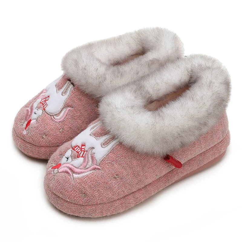 Smile PoP Fuzzy Boys Girls Indoor House Slippers Winter Warm Cute Kids Baby Shoes Outdoor Lightweight Non-Slip Home Socks Shoes