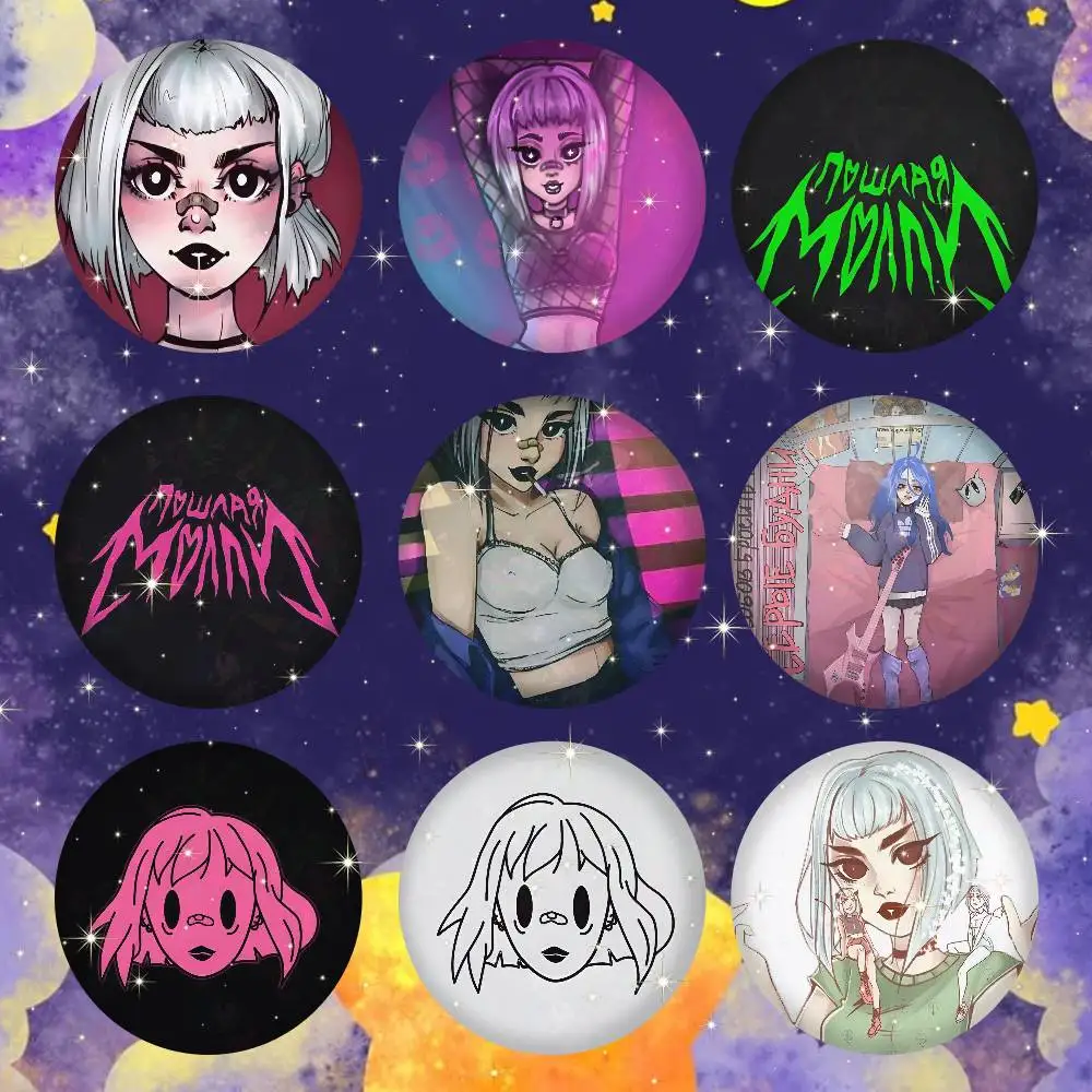 P-Poshlaya M-Molly Band Round Snap-in Brooches Rock Band Lapel Pins  Badges Fan Collection Accessories Jewelry Handmade Gifts