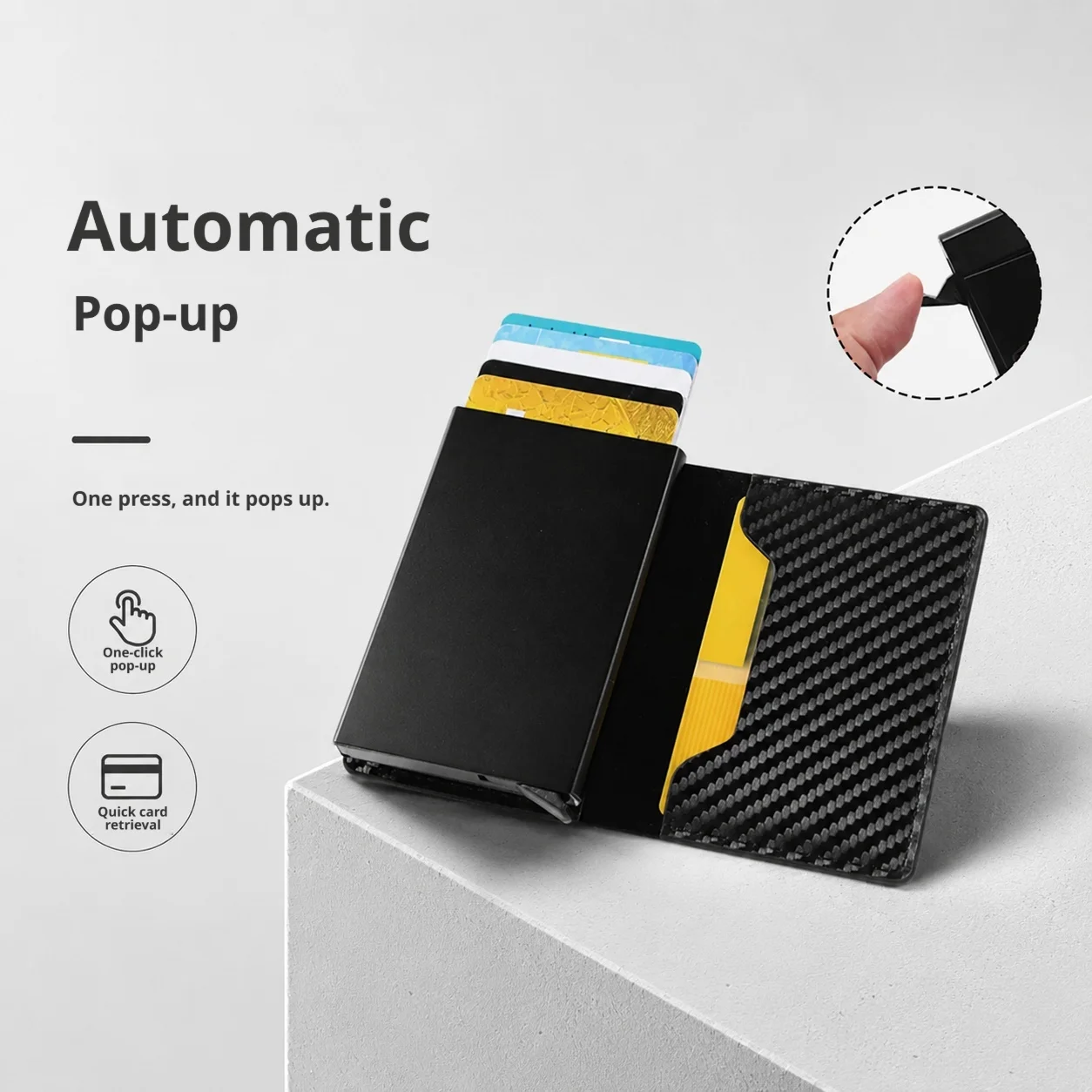 Bling Rhinestone Automatic Pop Up Card Holder PU Surface Multi Slot Credit Card Wallet Portable Business Card Storage Case For D