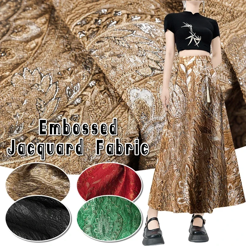 Retro European Court Style 3D Textured Jacquard Fabric Embossed Silk Blended Cloth for DIY Jacket Skirt Garment Sewing