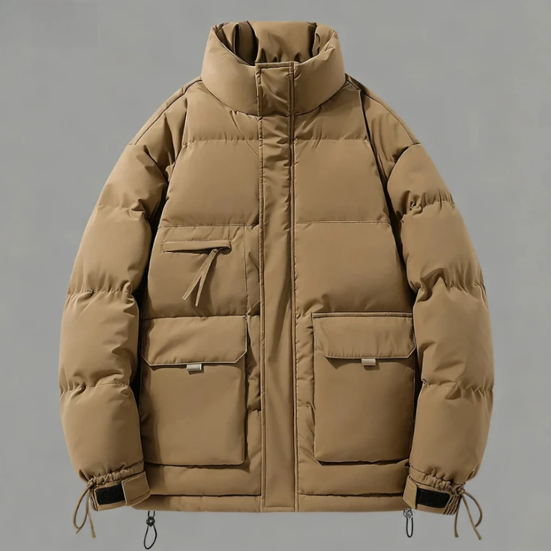 جديد عادية بلون الرجال الشتاء سترة قطن مع الوقوف طوق فضفاض سميكة القطن معطف دافئ سترة الخبز