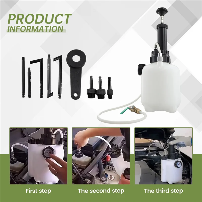 Manuelles Getriebeöl-Füllsystem, Flüssigkeitspumpenwerkzeug, 3 l, mit Adapter, Bremsölflasche (A)