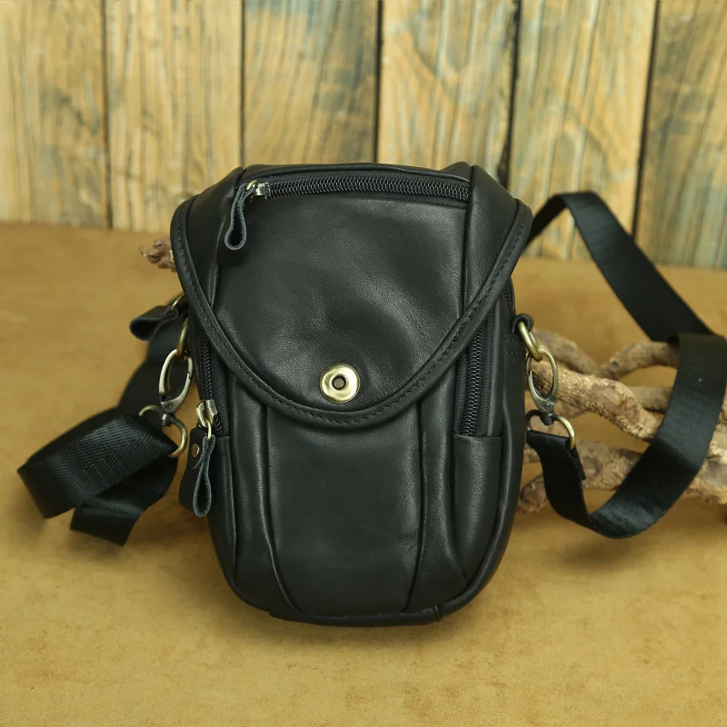 

Multi Pockets Waist Packs Men Genuine Cowhide Leather Outdoor Small Crossbody Shoulder Bag Minimalist Casual Daily Waist Bags