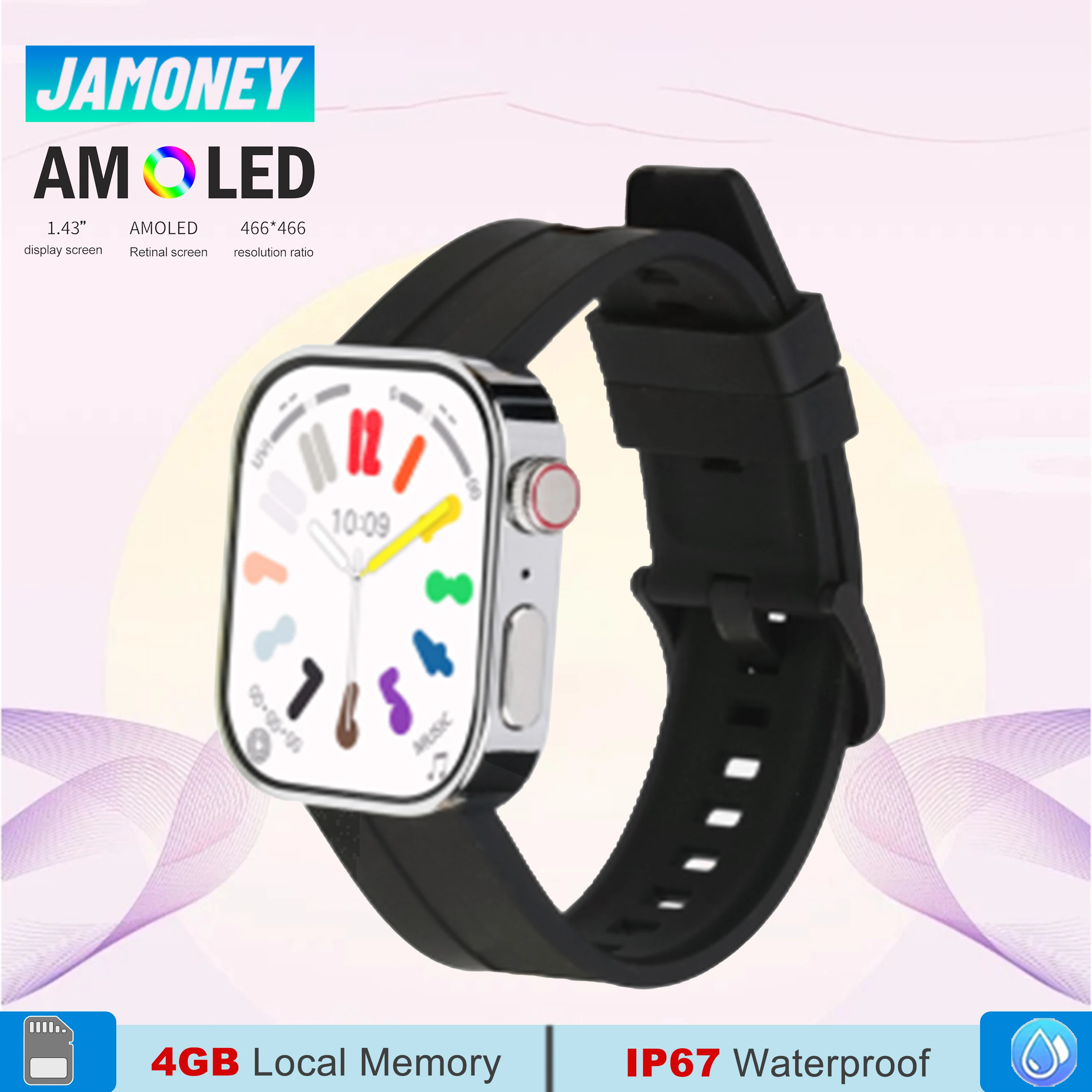 

Popular Smartwatch Hello W2 with 4GB Local Memory 1.95Inch Wide Color Gamut Screen Reloj 290mAh Long Battery Life Watch for Men