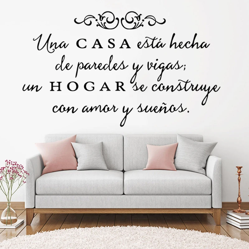 Citação em Espanhol "Una Casa" Adesivos de Parede Removíveis Arte de Parede Decoração de Casa Para Sala de Estar Adesivos de Vinil Pôster