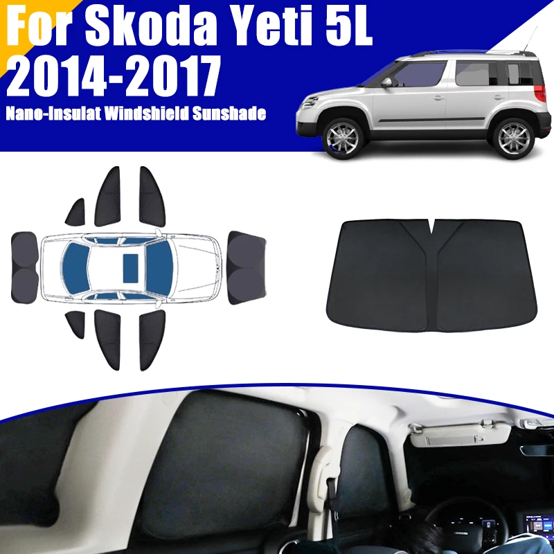 

Full Coverage Sunshade For Skoda Škoda Yeti 5L 2014-2017 2015 2016 Car Accessories Windows Visor Privacy Covers Black Foldable