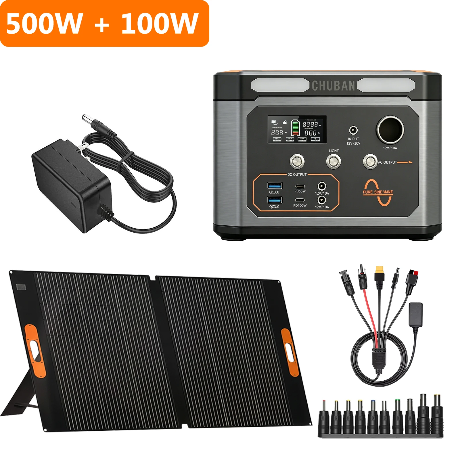 500W Powerstation mit Solarpanel 100W (optional) für Camping, Heim-Backup, Outdoor und Wohnmobil