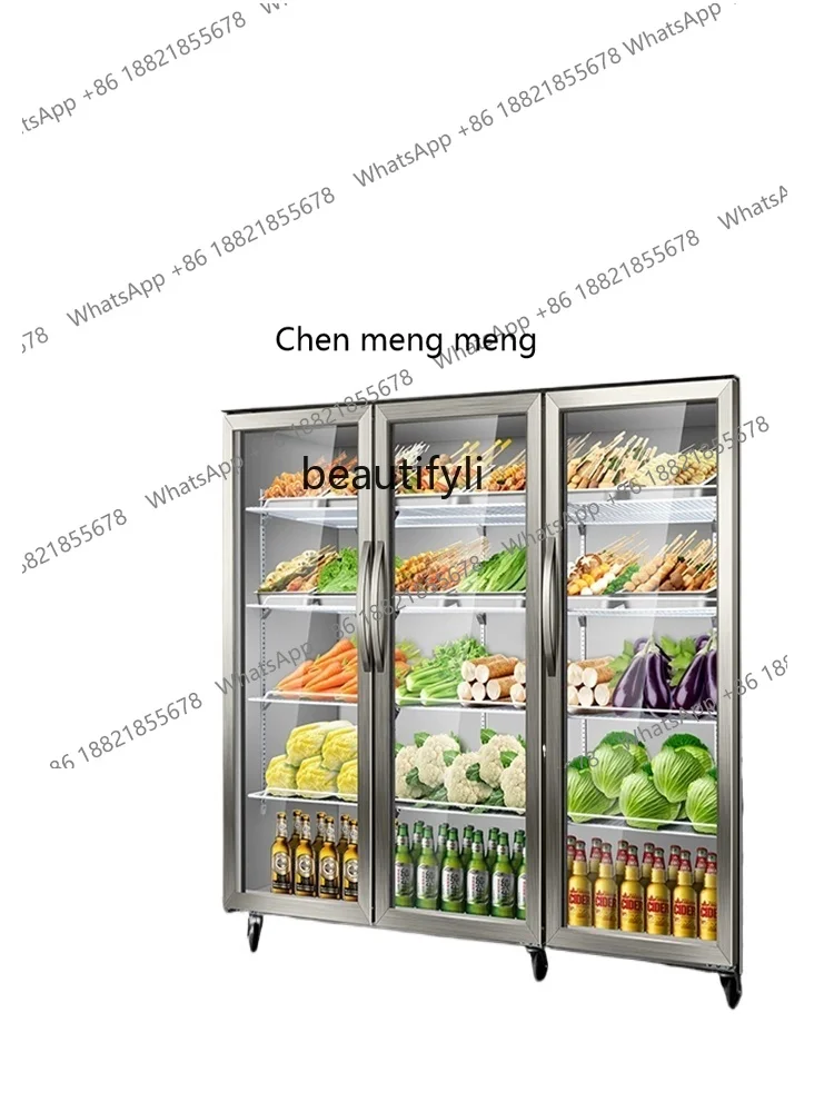 

Three-Door Display Cabinet Refrigerated Commercial Beer Fruit Tea Vegetable Spicy Hot Pot Fresh Cabinet