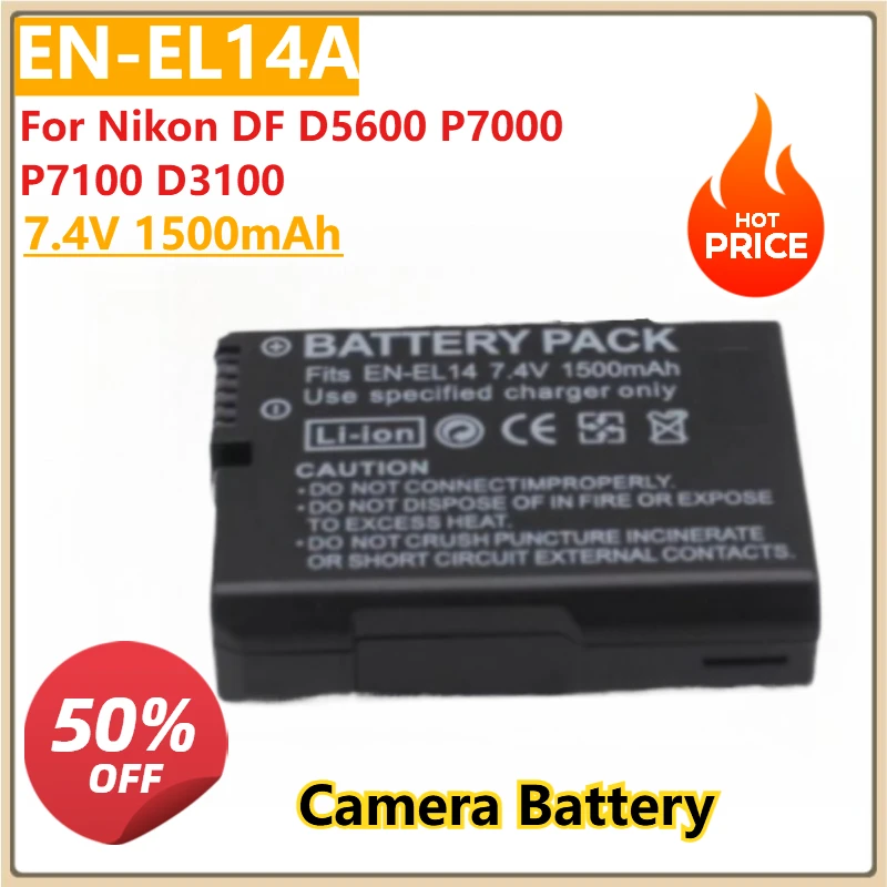 Аккумулятор для камеры 7,4 В 1500 мАч EN-EL14A EN EL14a ENEL14a для Nikon DF D5600 P7000 P7100 D3100 D3200 D3300 D3400 D5500