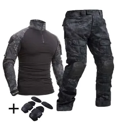 Conjunto táctico Airsoft camuflaje woodland con protecciones