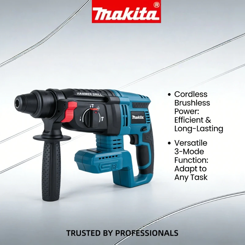 Makita 18V Brushless Cordless Hammer Drill 26MM | Professional Rotary Impact Tool (Tool Only)