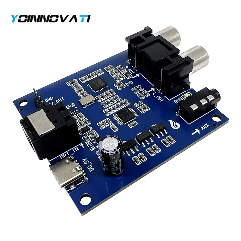 ES9018K2M DAC Decoder Board, SPDIF Optical I2S Digital Audio Input Module RCA+3.5mm Dual Output for Amplifier & Headphone