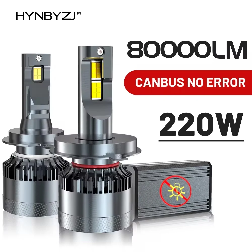 HYNBYZJ H7 H4 Led Car Headlights Canbus 220W H1 H8 H11  Lamp 9005 HB3 9006 HB4 9012 LED Bulb Turbo Lamp 6000K White 12V