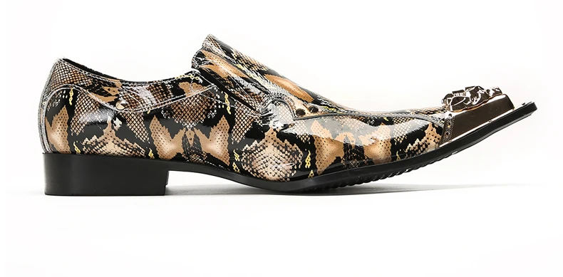 Herrenschuhe aus echtem Pythonleder, formelle Anzugschuhe mit Metallketten-Dekor, luxuriöse Modeschuhe für Frühling und Herbst, Business-Bankett-W – Detail 39