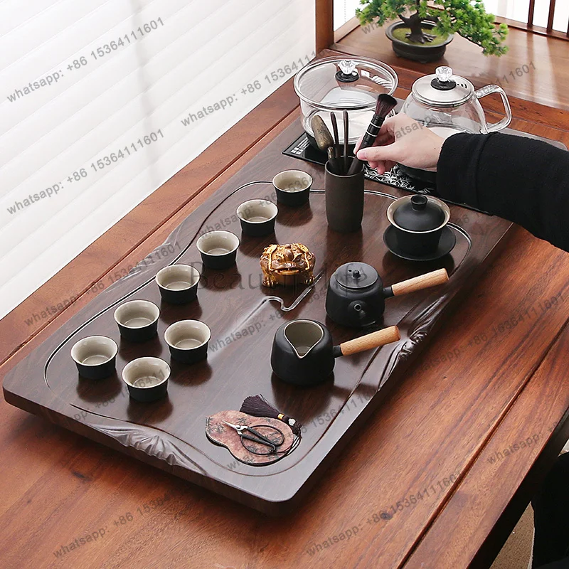 Rectangle Serving Tea Tray Wooden Decorative Accessories Pot Valet Tea Tray Drip Drainage