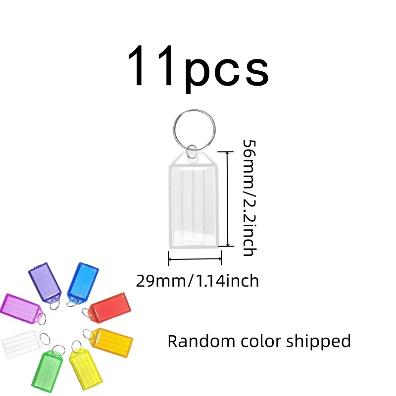 Clear Writing Space Key Sorting Labels 11 pcs, perfect for Quick Item Finding, Random Color Assortment