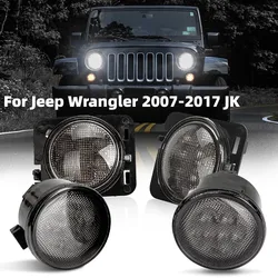 2/4Pcs Car Front Bumper LED Fog Light Grille Light Turn Signal Side Marker Light Fender Lamp Kit for Jeep Wrangler JK 2007-2017