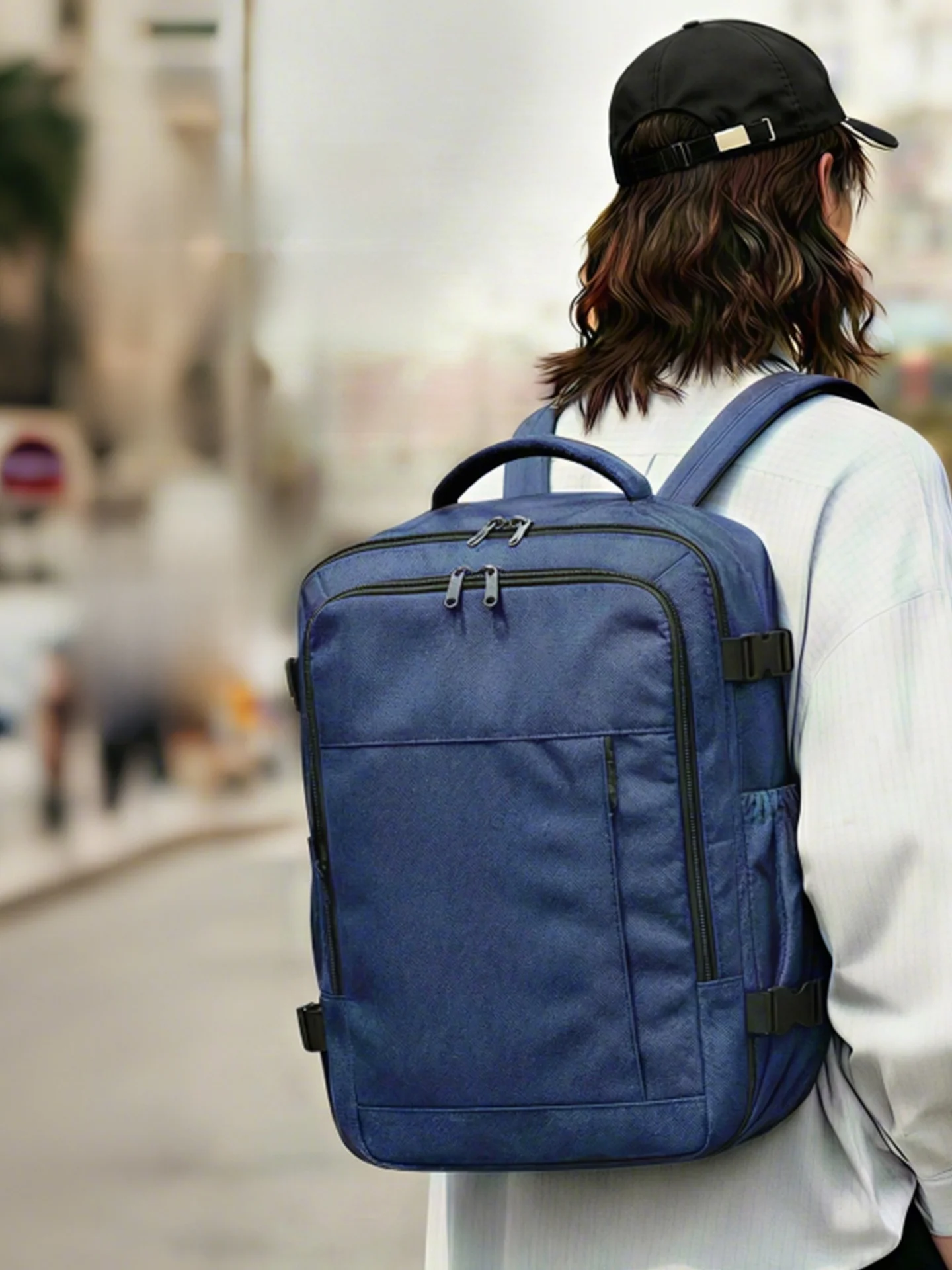 

Men's Laptop Backpack Large Capacity Business Travel Lightweight Multifunctional Carry-On Bag Casual Simple Style Commuter Bag