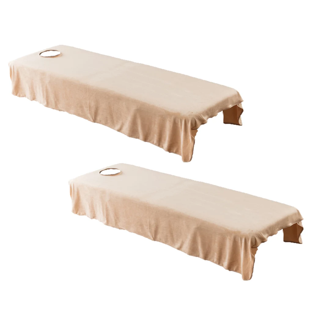 2 Pieces Soft Spa Massage Table Flat Sheets Beauty Hotel Bed Cover with Hole