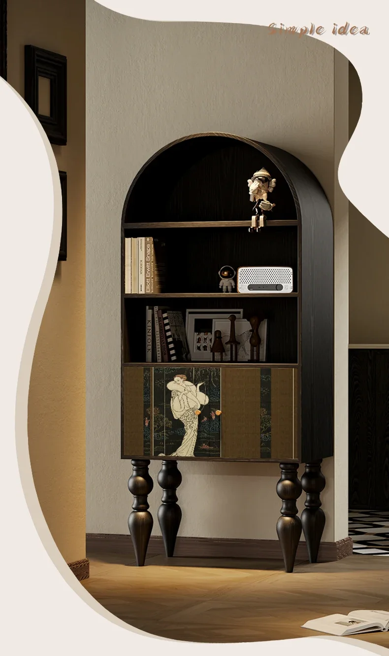 B art character bookcase solid wood living room sofa next to storage decorative vertical cabinet
