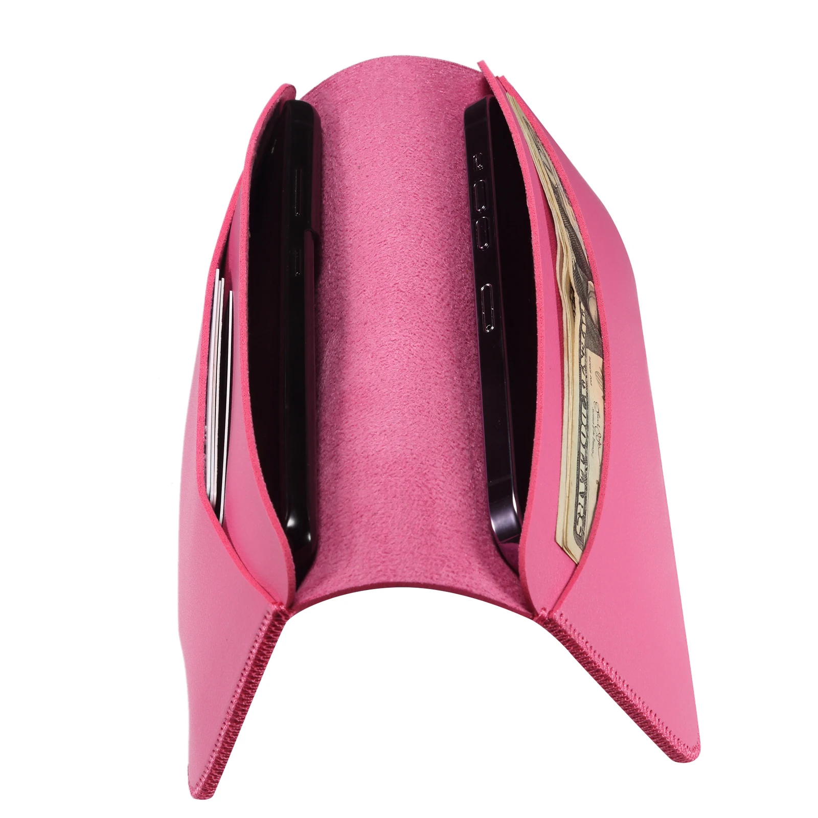 Universal Leather Dual Mobile Phone Pouch Book Case Handbag For iPhone 17 16 15 14 13 12 11 Pro Max Men 2 Card Pocket Bag Cover