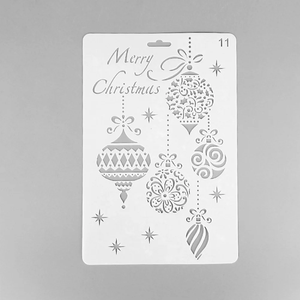 4Pcs Creative Christmas Painting Hollow out Template DIY Hand Account Drawing Accessories Spray Template White (9 10 11 12)